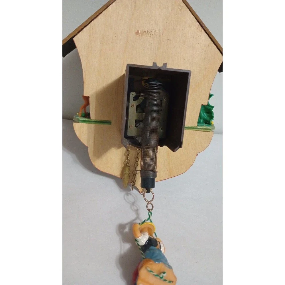 VINTAGE GERMANY MINI GERMAN BLACK FOREST CHALET  CLOCK  Broken/Missing Pieces
